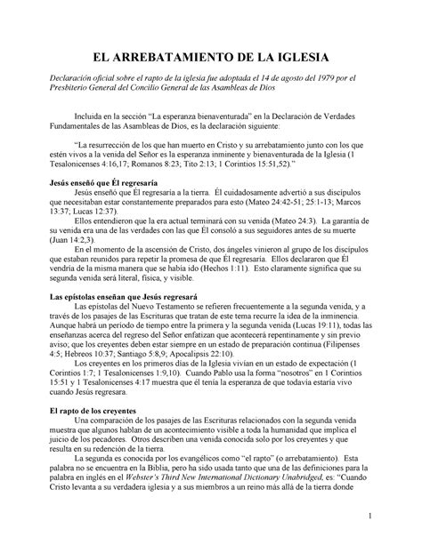 El Arrebatamiento De La Iglesia 1 EL ARREBATAMIENTO DE LA IGLESIA