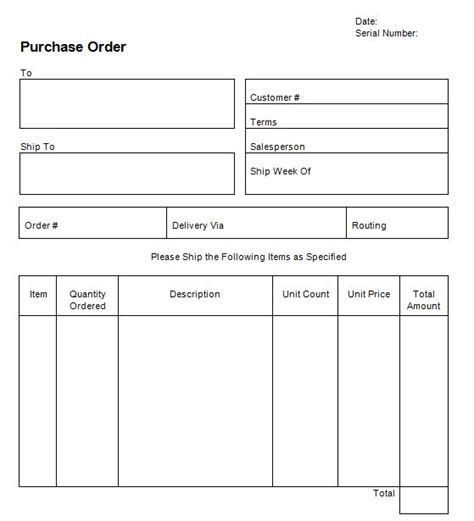 Printable Purchase Order Template Business Psd Excel Word Pdf