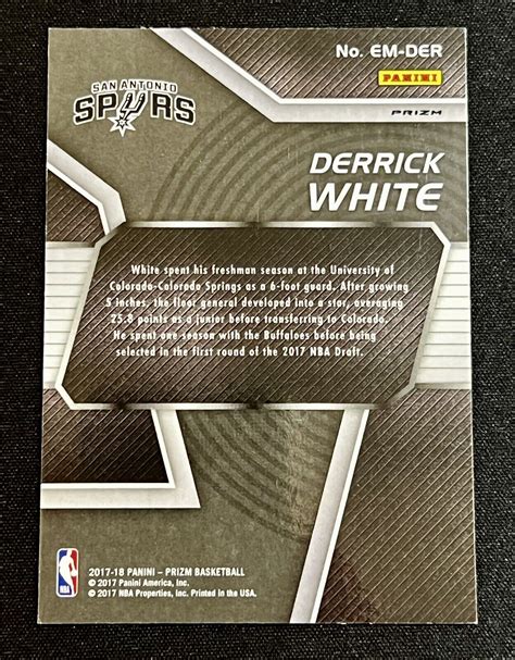 Derrick White RC 2017 18 Prizm Emergent FAST BREAK Prizm EM DER