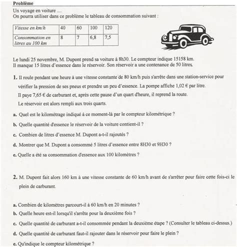 Exercice 9 Vitesse Classe de 5ème