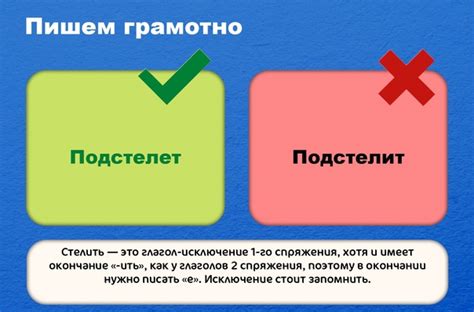 ️ Пишем грамотно Подстелет Стелить — это глагол-исключение 1-го ...