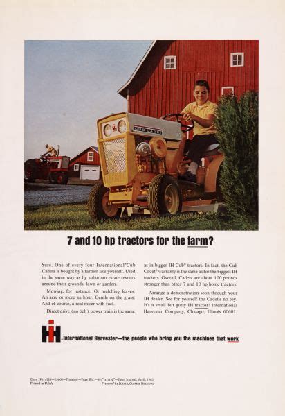 International Harvester Cub Cadet Advertising Proof Print Wisconsin