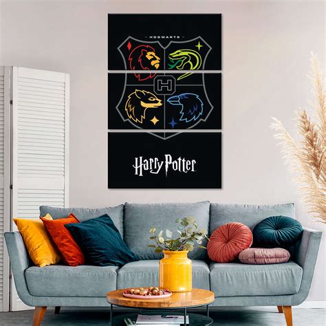 Harry Potter Colored Hogwarts Shield Wall Art Canvas Prints Art
