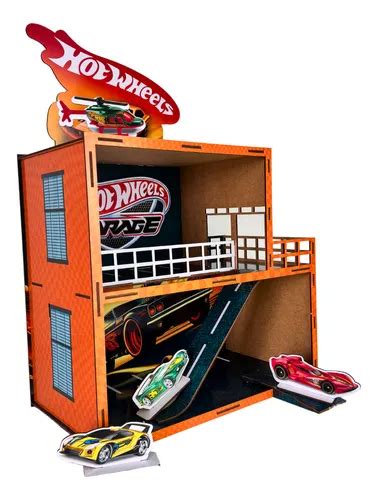 Garagem Hot Wheels Pista Estacionamento Adesivado Em Mdf Parcelamento Sem Juros