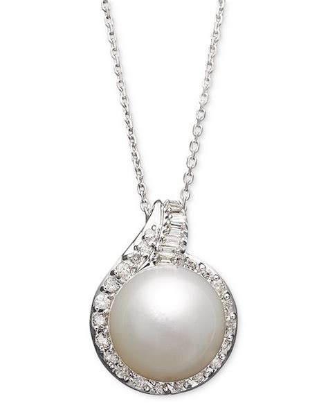 Macys 14k White Gold Necklace Cultured South Sea Pearl 12mm And