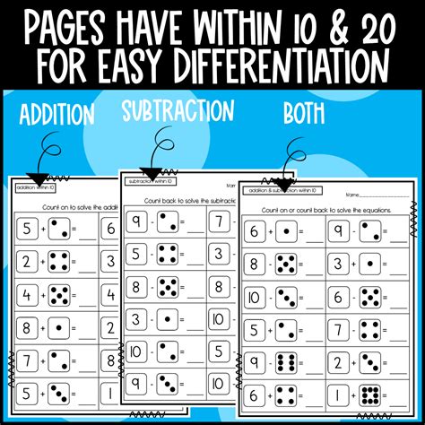 Counting On To Add And Counting Back To Subtract Worksheets Made By