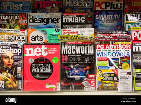 Computer magazines in a uk newsagents Stock Photo - Alamy