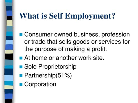 Self Employment Enterprises Ppt Download