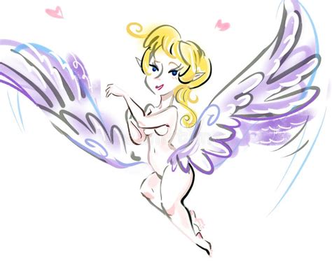 Nude Mature Magic Fairy Cartoon Art On A White Background Stock Illustration Illustration Of