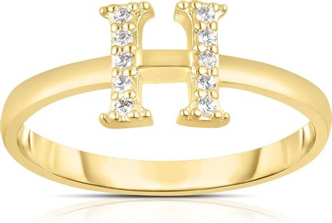 Floreo 10k Yellow Gold Letter A Z Small Block Alphabet Character CZ