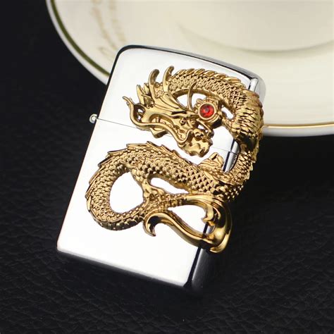 Dragon Sticker Cigar Straight Portable Butane Gas Lighter Gadgets For