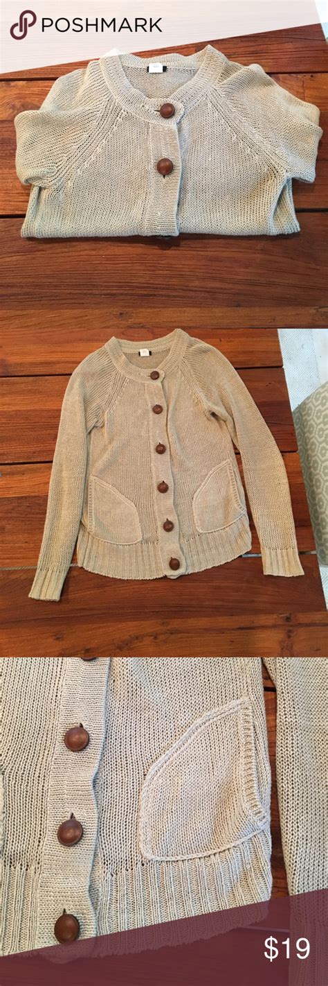 Jcrew Cardigan Full Sleeve Length 100 Linen Leather Buttons J Crew