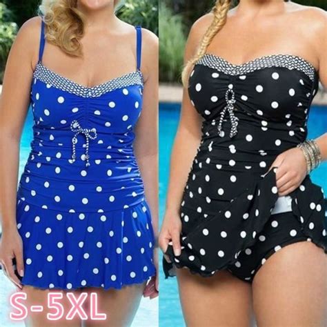 Plage Sexy Bikini Femmes Sexy Grande Taille S 5XL Maillots De Bain Bikini Une PièCe Polka Dot