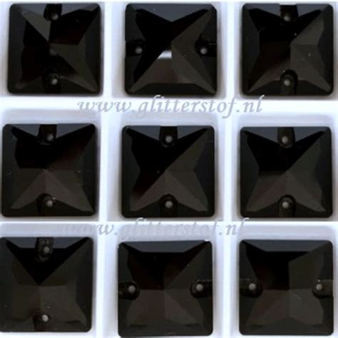 Square Sew On Rhinestones Opnaai Stenen Jet Black Sew Flatback