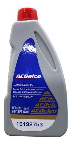 Aceite Sintetico Acdelco 10w 40 Api Sn 946 Ml