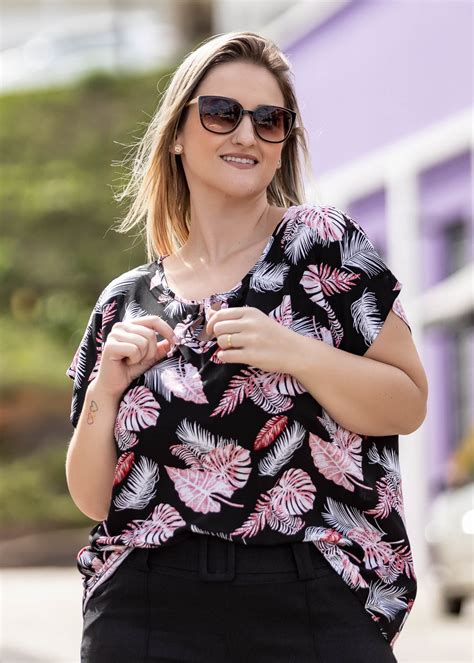 Blusa Plus Size Feminina Em Viscose Estampada Estilo Próprio Moda Feminina Plus Size De