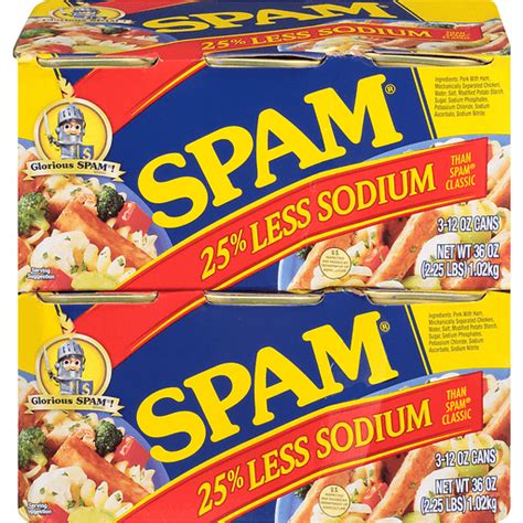 Spam 25 Less Sodium Canned Meat 3 12 Oz Cans Canned Meat Fish