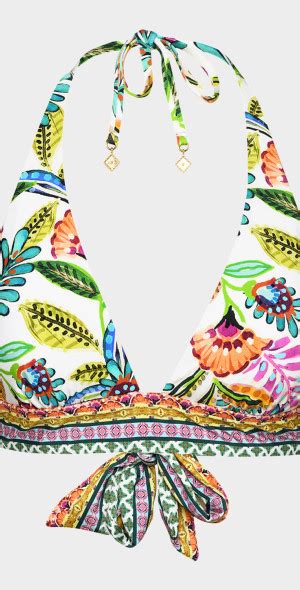 Sunshine Jungle Banded Halter Bikini Top