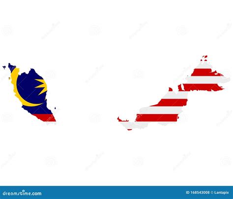 Flag in map of Malaysia stock vector. Illustration of silhouette - 168543008