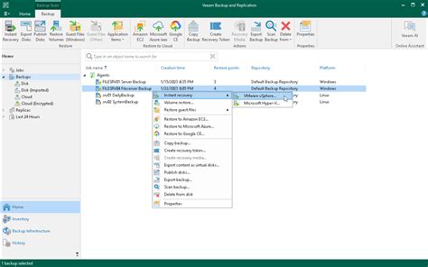 Restoring Veeam Agent Backup To Vsphere Vm Veeam Agent For Microsoft