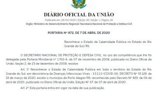 Defesa Civil Nacional reconhece estado calamidade pública em todo