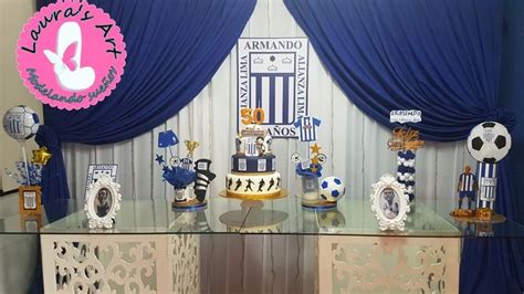 Decoración tematica ALIANZA LIMA torta y centros de mesa Fiesta