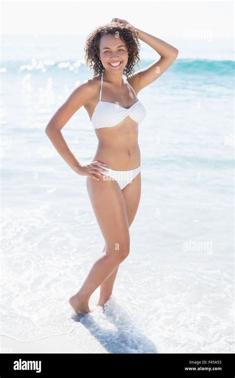 Pretty Brunette In Swimsuit Stock Photo Alamy