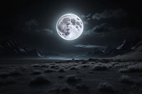 Premium Photo Landscape Shot Of A White Full Moon With Black Color In