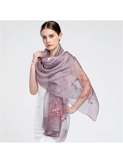 Women S 50 Silk 50 Cashmere Flower Pattern Long Shawls Stoles Scarfs Lavender Cn185i3dt2l