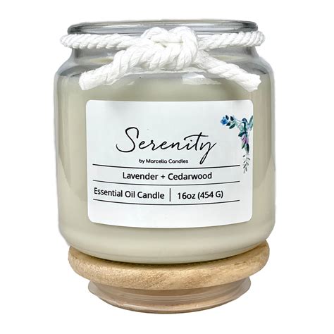 Serenity Candle 16oz Lavender And Cedarwood Essential Oil Candle Hand