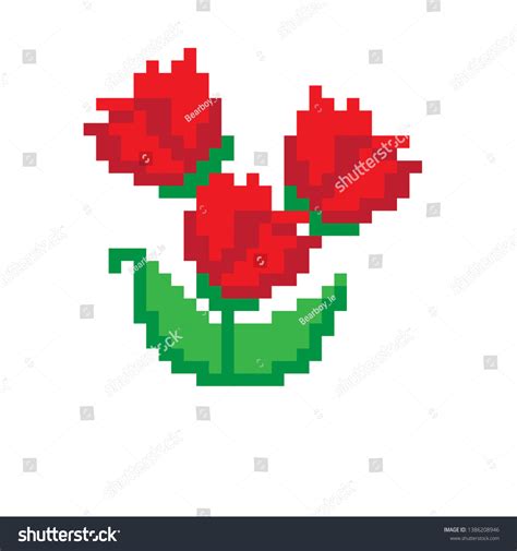 Pixel Art Vector Flower Tulip Vector De Stock Libre De Regal As