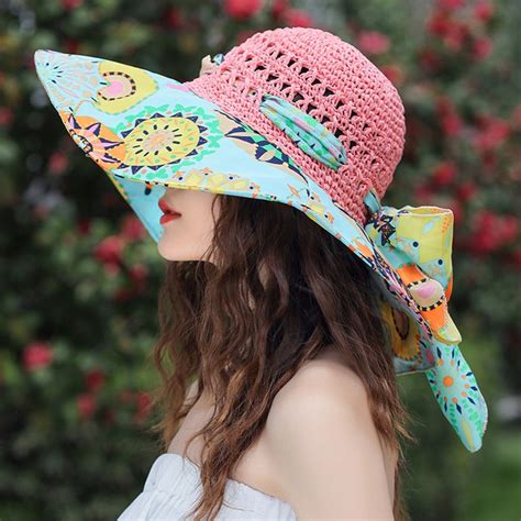 Summer Straw Hat For Womenwide Brim Bucket Hatbeach Sun Etsy