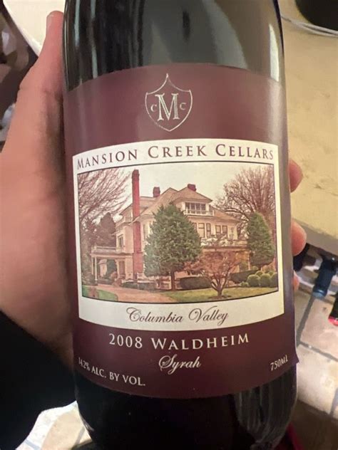 Mansion Creek Cellars Syrah Reserve Walla Walla Valley Usa