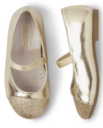 Girls Glitter Ballet Flats | The Children's Place - GOLD