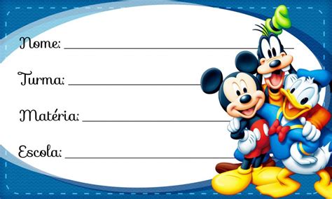 Mickey E Sua Turma Etiqueta Escolar Imagem Legal