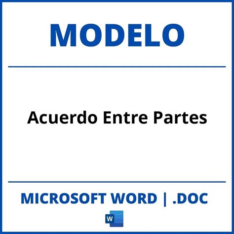 Modelo De Acuerdo Entre Partes En Word