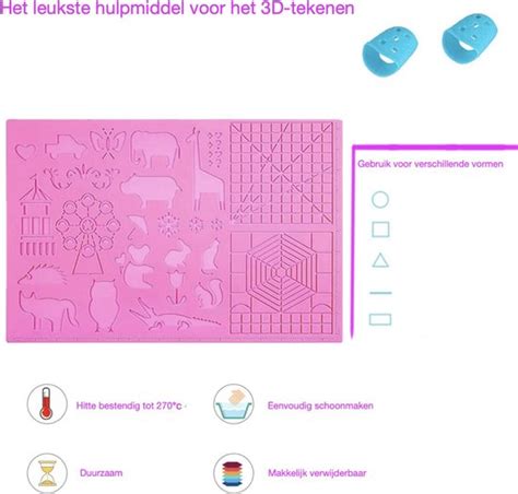 3d Pen Tekenmat Xxl Roze 40 Bij 27 Cm Hulp Voor Tekenen Met Figuren