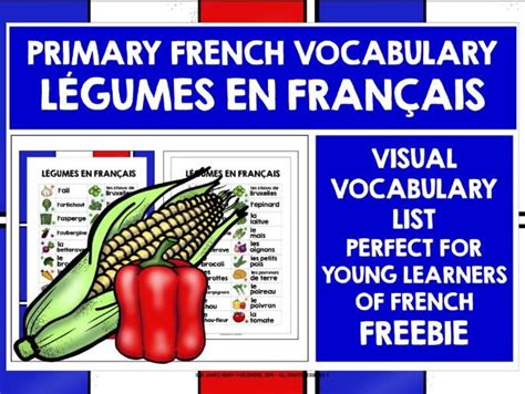 French Vegetables Visual Vocabulary List Freebie Teaching Resources