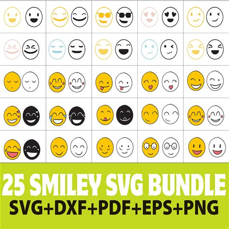 Smiley Face Svg Bundle Smiley Svg Funny Emoji Svg Drippy Smile Svg