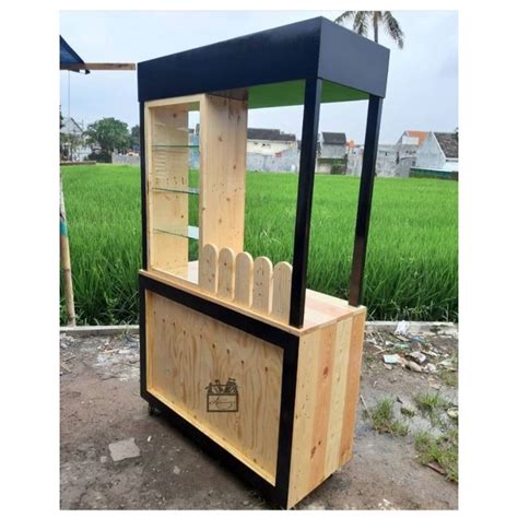 Jual Gerobak Jualan Booth Kekinian Kayu Jati Belanda Booth Minimalis