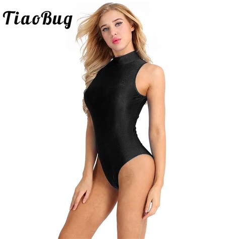 TiaoBug Women Sleeveless Stretch Solid Color Ballet Dance Leotard Adult