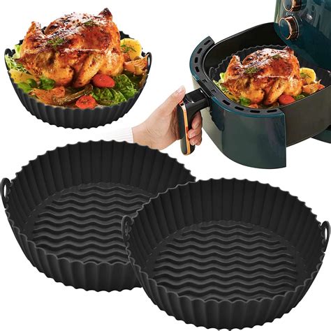 Air Fryer Pot en Silicone 20cm Réutilisable Accessoire Air Fryer