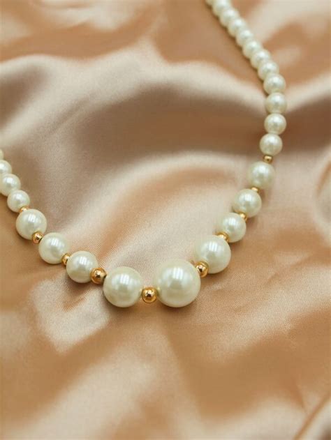 Faux Pearl Decor Beaded Necklace SHEIN USA