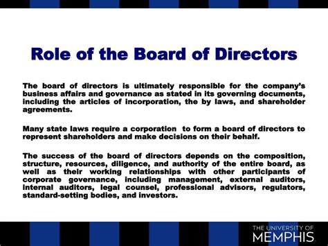 PPT - Board of Directors Roles and Responsibilities PowerPoint ...