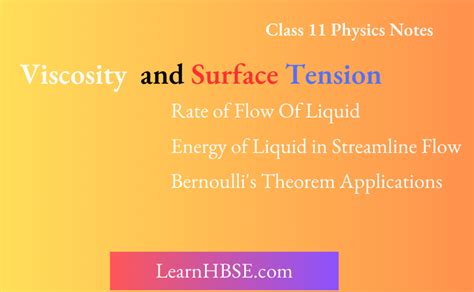 HBSE Class 11 Physics Notes For Viscosity And Surface Tension Learn HBSE