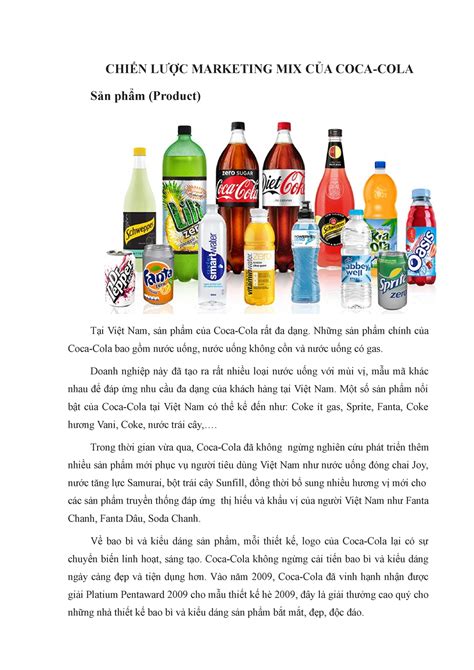 CHIẾN LƯỢC Marketing MIX CỦA COCA CHIẾN LƯỢC MARKETING MIX CỦA COCA