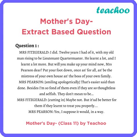 Snapshot Class 11 Mothers Day English Extract Based Question