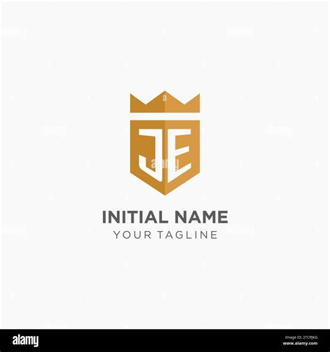 Monogram JE Logo With Geometric Shield And Crown Luxury Elegant