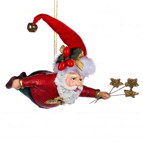 Hanging Flying Santa With Stars Cm Ornamente Royal Things