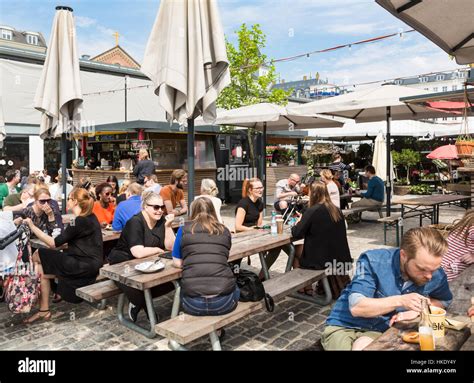 Copenhagen Denmark May People Enjoy A Drink By The Trendy